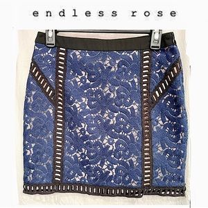 Endless Rose Blue Lace Mini Skirt with Black Trim
